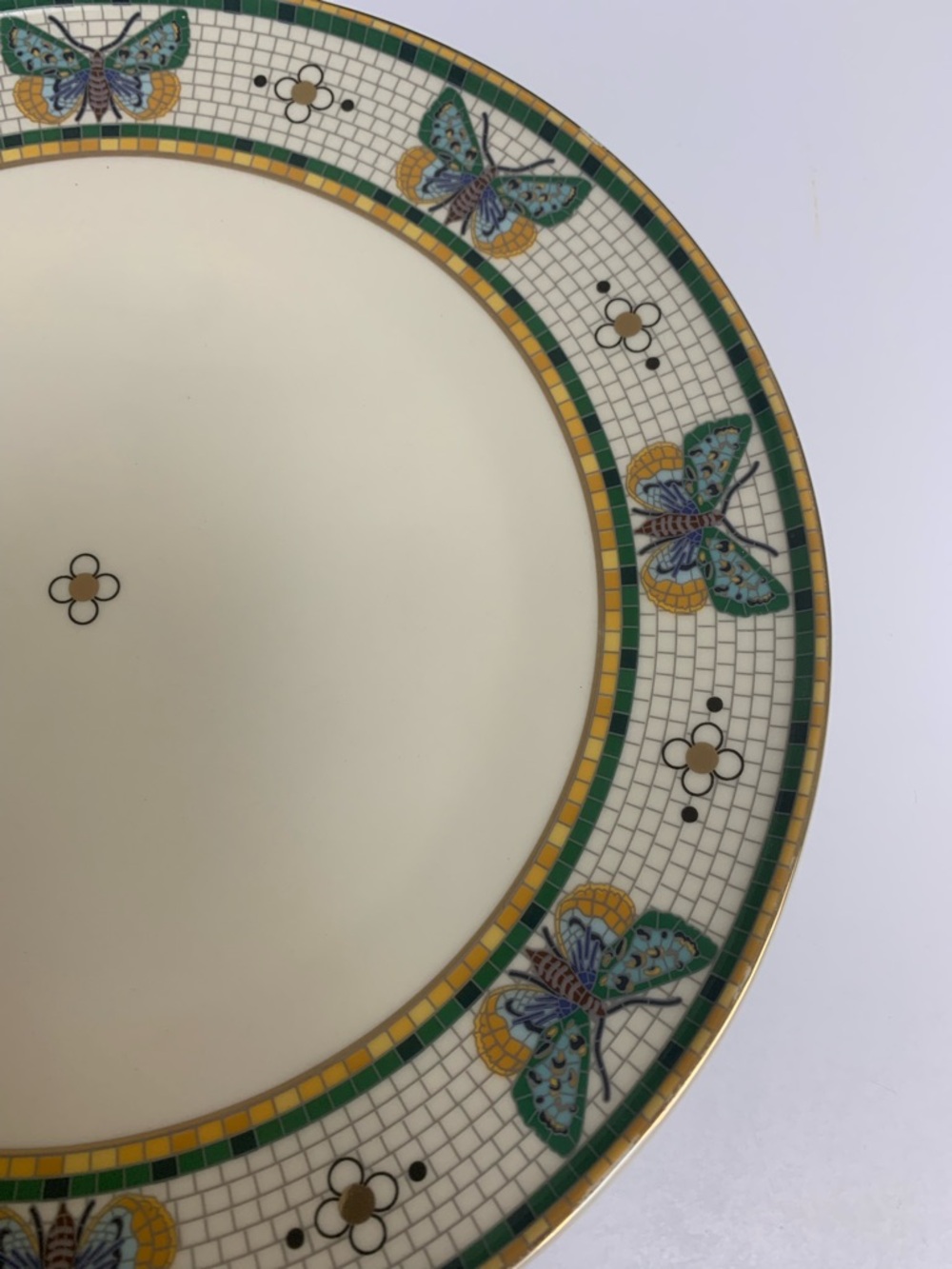 Anthropologie Bistro Garden Dinner Plates Blue Butterfly Gold Trim 10.5" Set 3 - Picture 8 of 10